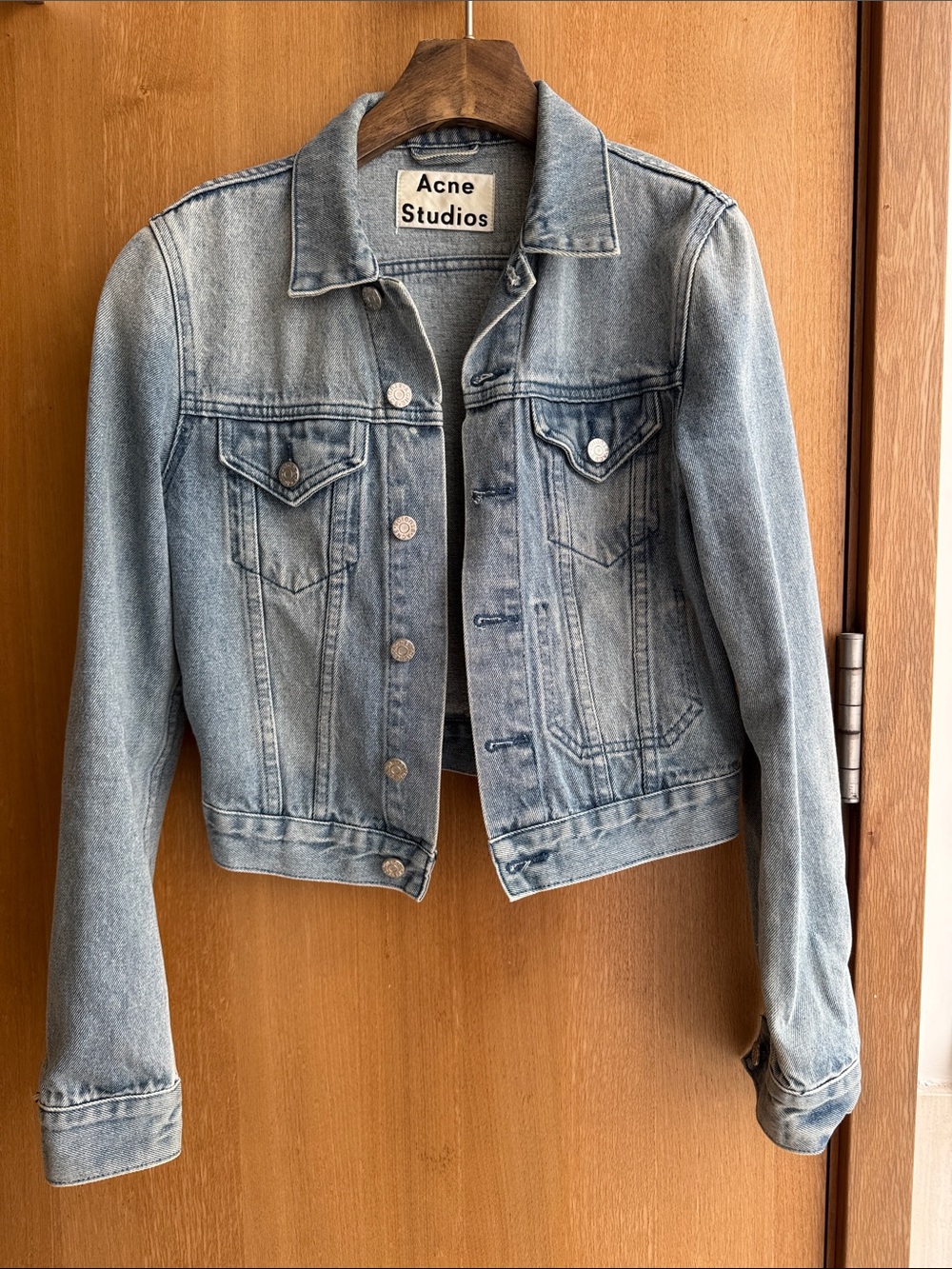 Acne Light Blue Denim Jacket with Faded Wash